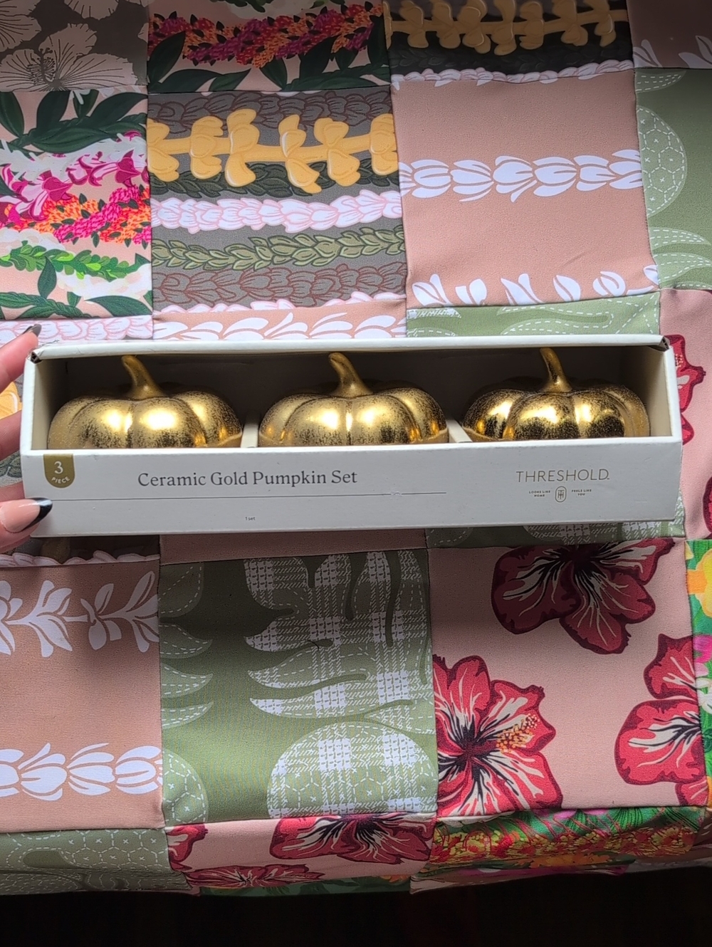Threshold Metallic Gold Ceramic Pumpkin Trio